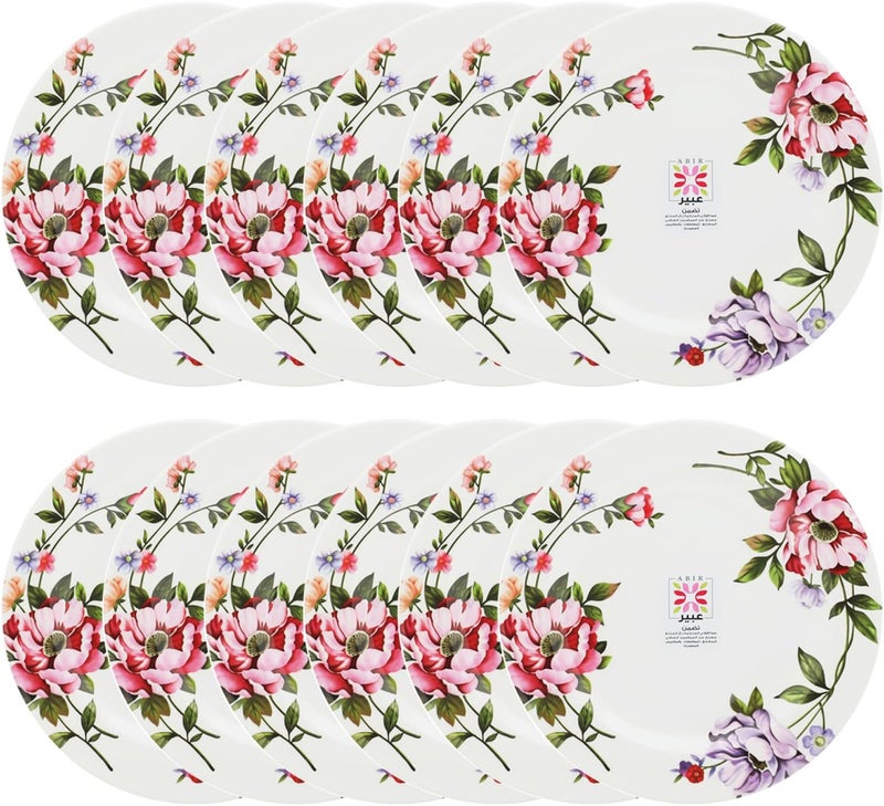 Abir Melamine Flat Plate 20 CM / 7.87 INCH White Floral Design For Food Kitchen Use Outdoor & Restaurant Decorative Multi Purpose Server Tray/Platter - Image 5