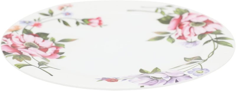 Abir Melamine Flat Plate 20 CM / 7.87 INCH White Floral Design For Food Kitchen Use Outdoor & Restaurant Decorative Multi Purpose Server Tray/Platter - Image 1