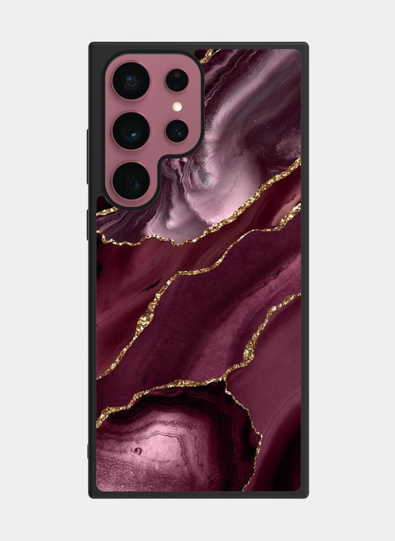 PXLAAT Samsung Galaxy S22 Ultra case cover Golden Purple Marble - Image 1