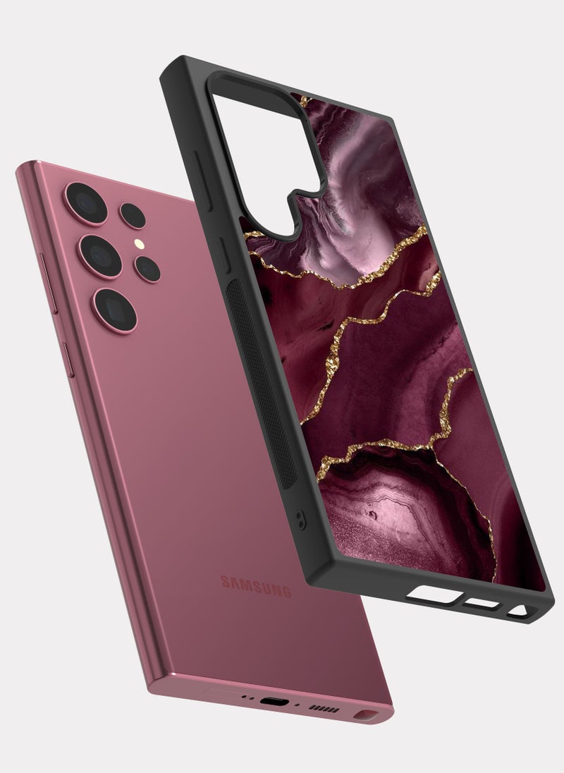 PXLAAT Samsung Galaxy S22 Ultra case cover Golden Purple Marble - Image 2