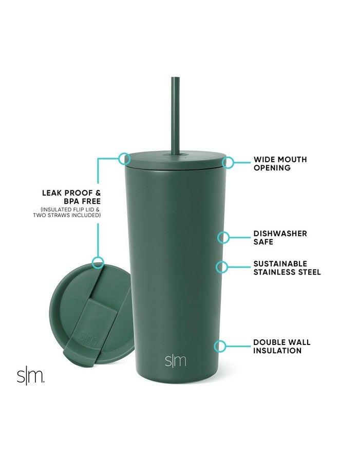 Simple Modern Simple Modern Insulated Tumbler with Lid and Straw | Iced Coffee Cup Reusable Stainless Steel Water Bottle Travel Mug | Gifts for Women Men Her Him | Classic Collection | 20oz | Forest - Image 2