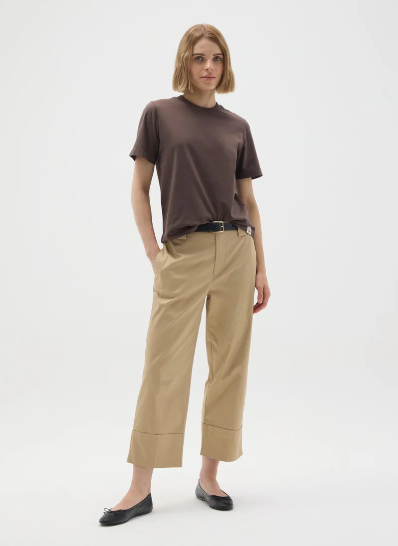 Ovs BEIGE COTTON TROUSERS REGULAR FIT