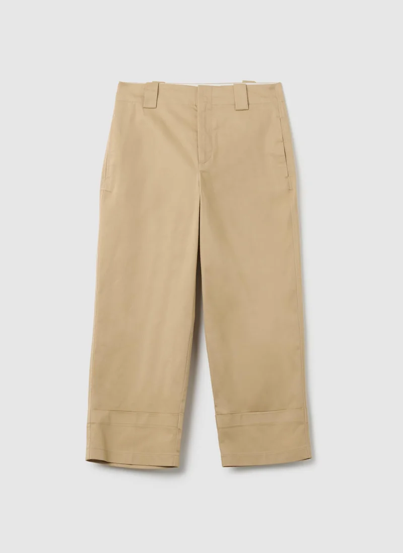 Ovs BEIGE COTTON TROUSERS REGULAR FIT