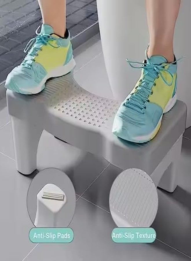 GLOWICK Foldable Toilet Potty Stool,Heavy Duty Plastic Portable Squatting Poop Foot Stool with Freshener Space, Bathroom Non-Slip Toilet Assistance Step Stool for Kids Seniors (Gray)(1Pcs) - Image 3