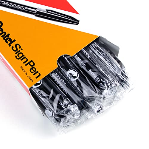 Pentel Sign Pen FiberTipped Black Ink S520A Box of 12 - Image 1