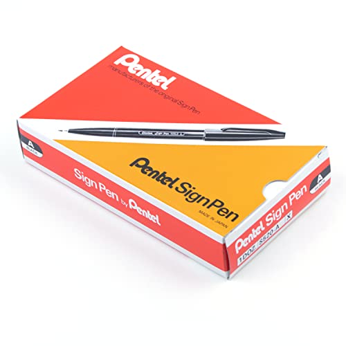 Pentel Sign Pen FiberTipped Black Ink S520A Box of 12 - Image 3