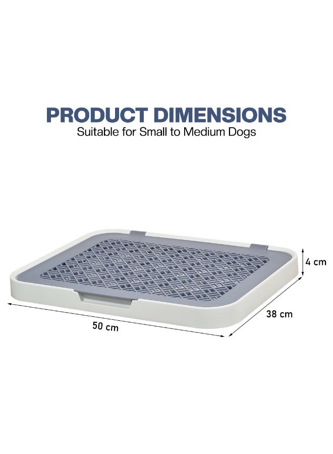 NNC PETS Dog toilet with Detachable grid pads holder, Handle design, and Non-slip base, Pet training tray for Small to medium dogs, Ideal for Indoor/Outdoor use, 50 cm (White) - Image 2