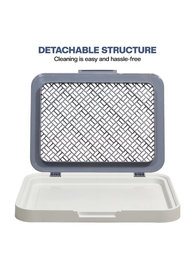 NNC PETS Dog toilet with Detachable grid pads holder, Handle design, and Non-slip base, Pet training tray for Small to medium dogs, Ideal for Indoor/Outdoor use, 50 cm (White) - Image 4