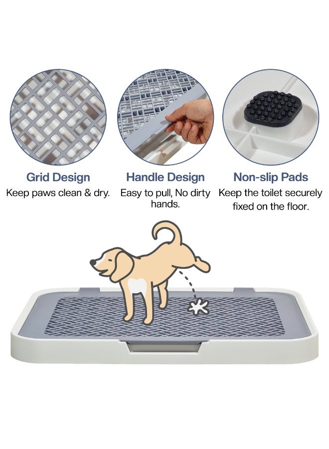 NNC PETS Dog toilet with Detachable grid pads holder, Handle design, and Non-slip base, Pet training tray for Small to medium dogs, Ideal for Indoor/Outdoor use, 50 cm (White) - Image 3