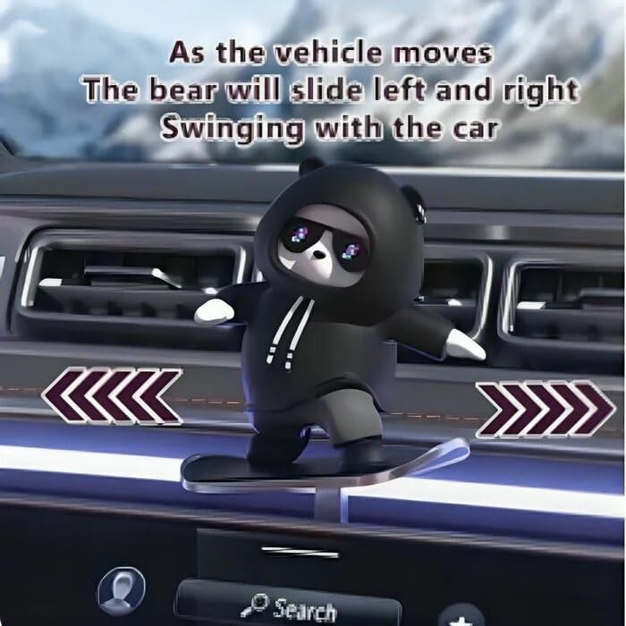 Swabs® New Skateboarding Bear Car Ornament - Funny Skater Bear Interior Decoration Dashboard Decor - Image 3
