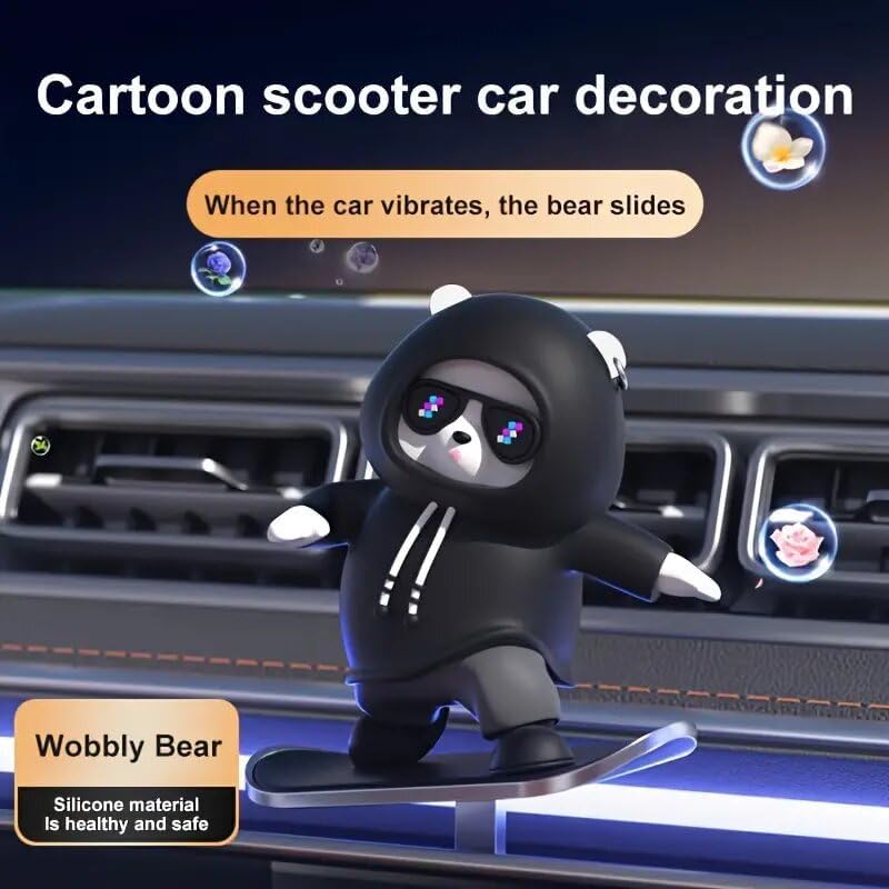 Swabs® New Skateboarding Bear Car Ornament - Funny Skater Bear Interior Decoration Dashboard Decor - Image 4
