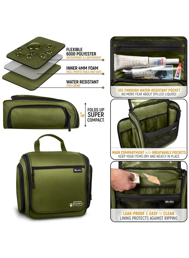 AvaJex Premium Large Hanging Travel Toiletry Bag for Men and Women - Toiletry Organizer - Waterproof Hygiene Bag with Metal Xxl Swivel Hook, YKK Zippers and 19 Compartments for Toiletries, Makeup, Cosmetics - Image 5