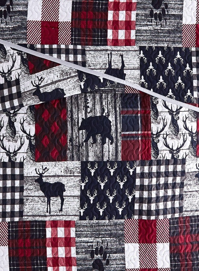 UMCHORD Cabin Quilt Set Queen, Christmas Rustic Quilt Coverlet Bed Set, 3-Piece Lightweight Reversible All Season Quilt Set, Lodge Bedspread Quilt with 2 Shams - Image 5