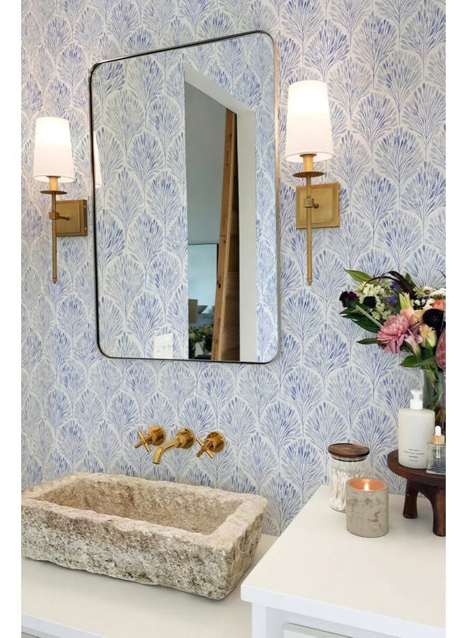 Simon&Siff Modern Wallpaper Peel and Stick Boho Contact Paper Blue Geometric Wallpaper Removable Waterproof Self Adhesive Wall Paper for Bedroom Cabinets Decor 120" x 17.3" - Image 2