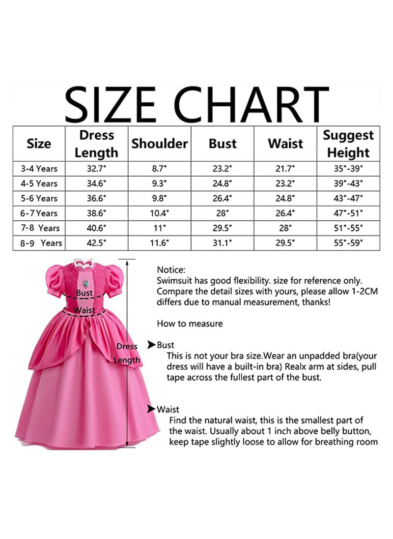 Generic Girls Princess Dress Costume for Princess Peach Cosplay Costumes,Brigitte Princess Dress Lace Patchwork Puffy Skirt,Kids Outfits with Crown for Kids School Birthday Party  - Image 4