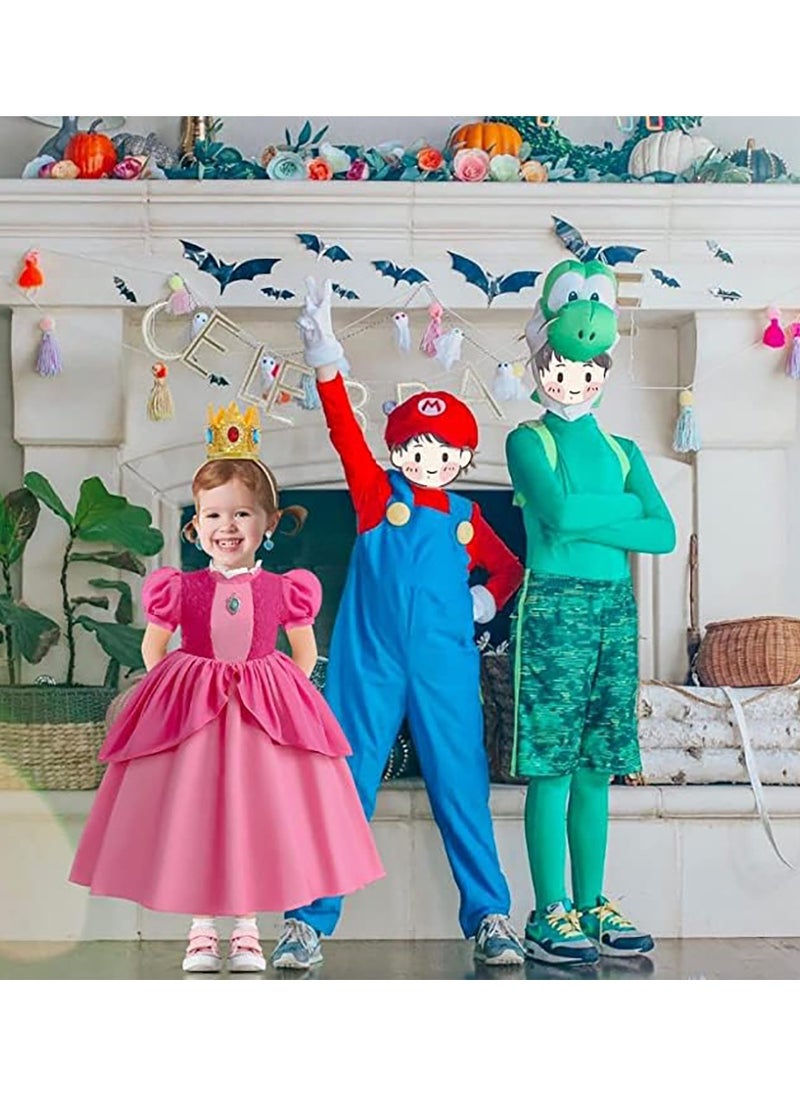 Generic Girls Princess Dress Costume for Princess Peach Cosplay Costumes,Brigitte Princess Dress Lace Patchwork Puffy Skirt,Kids Outfits with Crown for Kids School Birthday Party  - Image 5