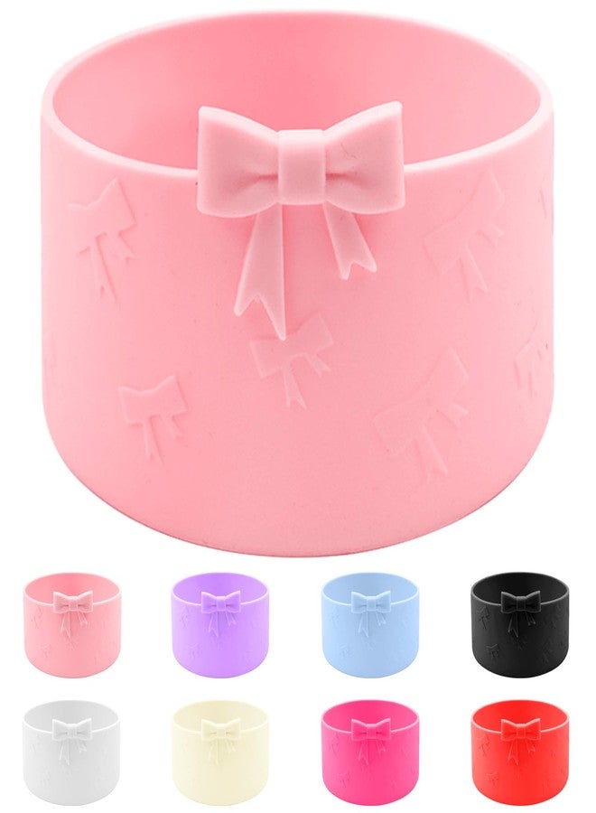 Hpebl Bows Silicone Water Bottle Boot, Stanley Cup Accessories Anti-Slip Protective Sleeve for Water Bottle, Stanley Cup Protector Sleeve Cover Boots for Stanley 40 30 oz with Handle, Pink - Image 1