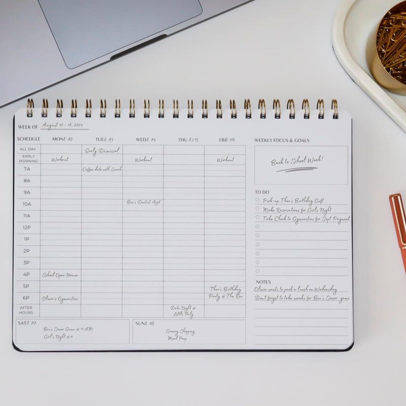 Merely Home Undated Weekly Schedule | Business Planner | 8.25â€ x 11.75â€ ADHD Organizer | Premium Multi-Layout Schedule | Black | Landscape Layout - Image 2