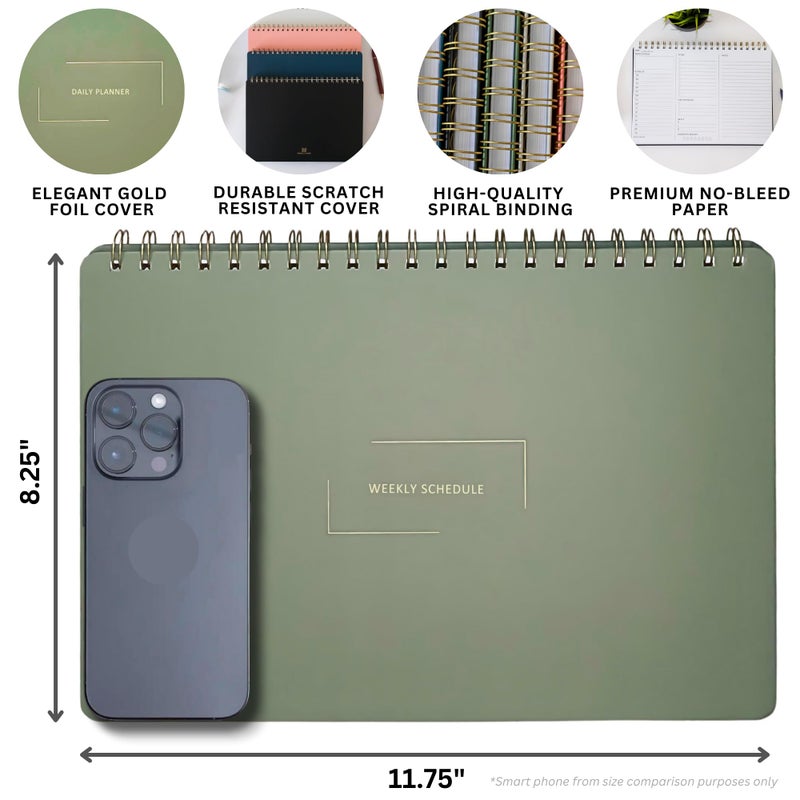 Merely Home Undated Weekly Schedule | Business Planner | 8.25â€ x 11.75â€ ADHD Organizer | Premium Multi-Layout Schedule | Black | Landscape Layout - Image 5