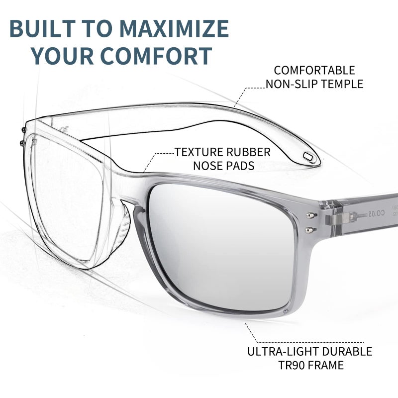 FEISEDY FEISEDY Classic Polarized Square Sunglasses Men Women UV Protection Sun Glasses Cycling Driving Sports Glasses B2234  - Image 2