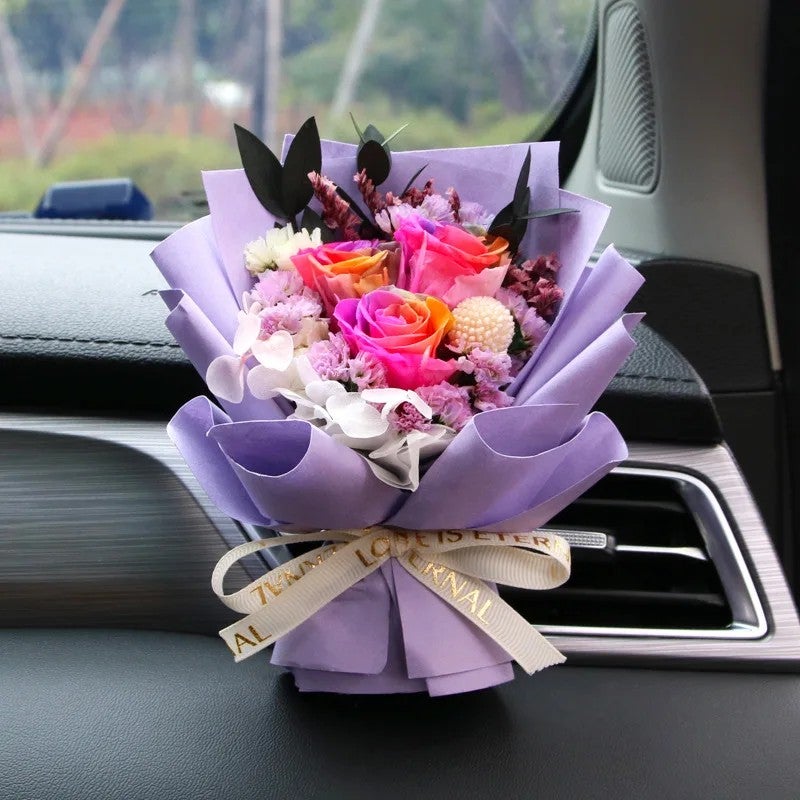 Bluejw Handmade Mini Bouquet Car Air Freshener - Dried Flower Vent Clip Perfume - Natural Dried Plants Fragrance Diffuser for Auto - Image 2