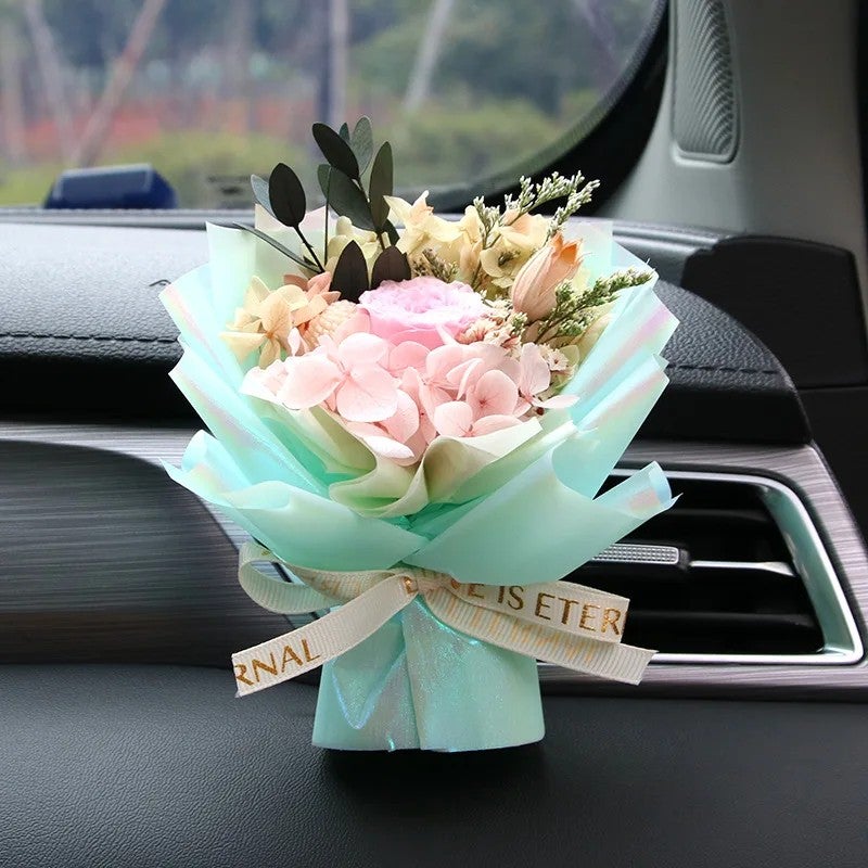 Bluejw Handmade Mini Bouquet Car Air Freshener - Dried Flower Vent Clip Perfume - Natural Dried Plants Fragrance Diffuser for Auto - Image 1
