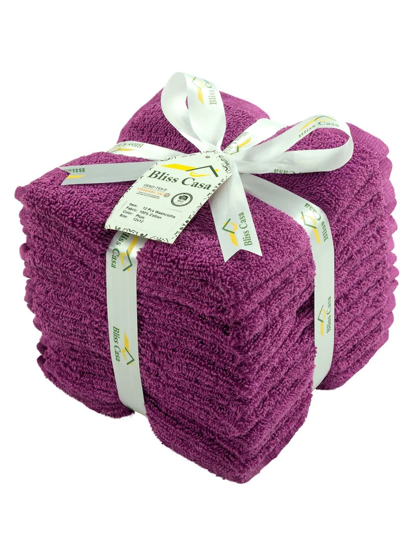بليس كاسا Bliss Casa 100% Combed Cotton Washcloths (12 Pack, 30 x 30 CM) - 500 GSM Washcloth, Face towel Set Highly Absorbent Quick Dry and Soft Towels