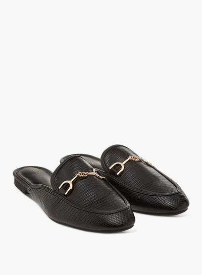 سيليست Women's Textured Slip-On Mules with Metal Accent