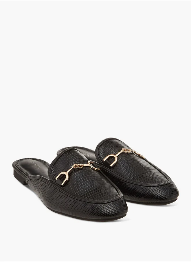 Celeste Women's Textured Slip-On Mules with Metal Accent
