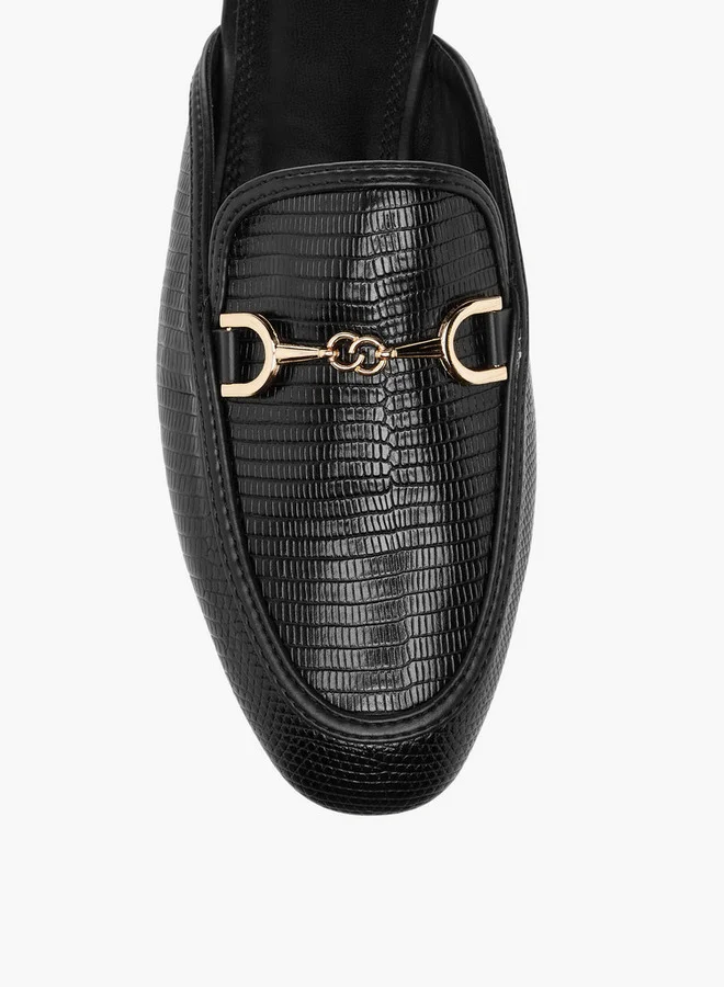سيليست Women's Textured Slip-On Mules with Metal Accent