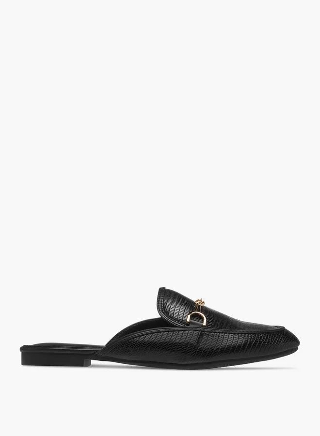 سيليست Women's Textured Slip-On Mules with Metal Accent