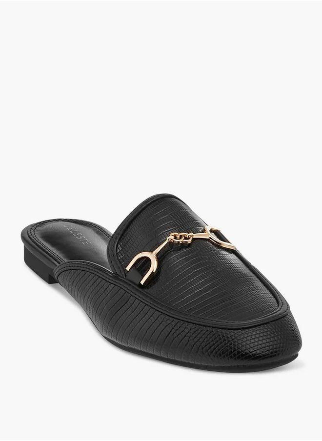 Celeste Women's Textured Slip-On Mules with Metal Accent
