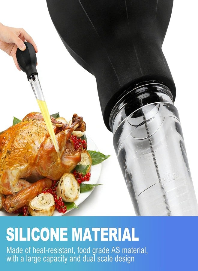 CoguZed 2-Piece Turkey Baster with Cleaning Brush, Large Meat Baster for Cooking and Roasting, Clear Poultry Baster with Silicone Suction Bulb and Measurement Marks, Black - Image 5