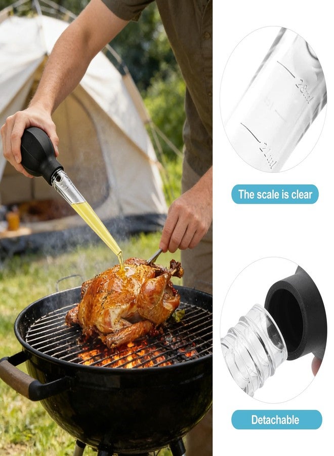 CoguZed 2-Piece Turkey Baster with Cleaning Brush, Large Meat Baster for Cooking and Roasting, Clear Poultry Baster with Silicone Suction Bulb and Measurement Marks, Black - Image 3
