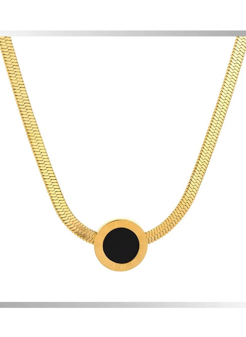 MANIKAN Luxury necklace decorated with a round-shaped pendant equipped with black stainless steel simple modern pendant accessories for women gifts from manikan  - Image 3