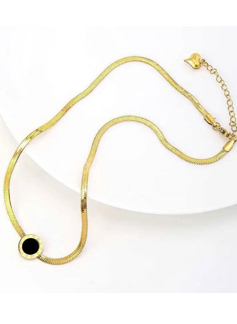 MANIKAN Luxury necklace decorated with a round-shaped pendant equipped with black stainless steel simple modern pendant accessories for women gifts from manikan  - Image 4