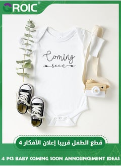 GROIC 4 Pcs Baby Coming Soon Announcement Ideas, Surprise Pregnancy Reveal To Family, Baby Shower Gender Reveal Gifts, Baby Gifts - Felt Letter Board, Wooden Sign, Baby Onesie, Security Blanket  - Image 3
