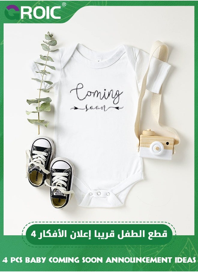 GROIC 4 Pcs Baby Coming Soon Announcement Ideas, Surprise Pregnancy Reveal To Family, Baby Shower Gender Reveal Gifts, Baby Gifts - Felt Letter Board, Wooden Sign, Baby Onesie, Security Blanket  - Image 3