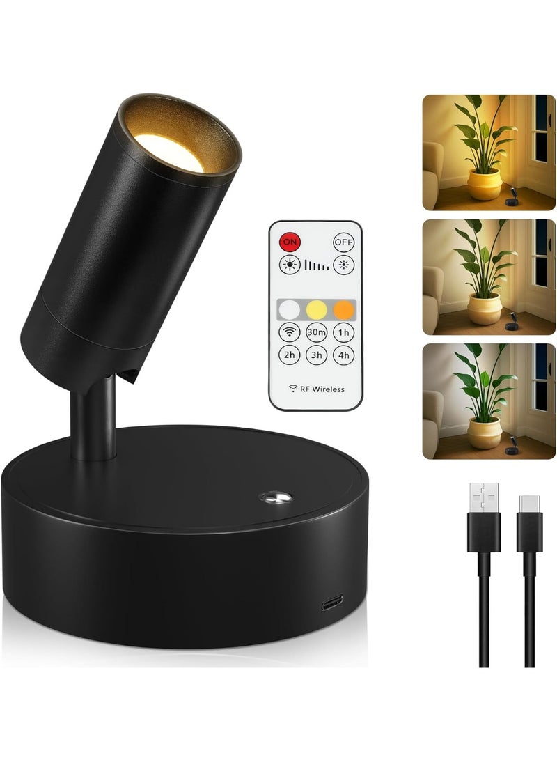 FUOE Spot Lights Indoor, Wireless LED Spotlight, Uplighting Indoor with Remote and Dimmable, Accent Lighting for Plants, Picture, Battery Operated Wall Light - Image 1