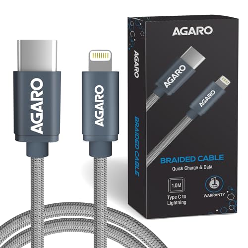 AGARO Blaze Type C to Lightning Nylon Braided cable 1M - Image 1