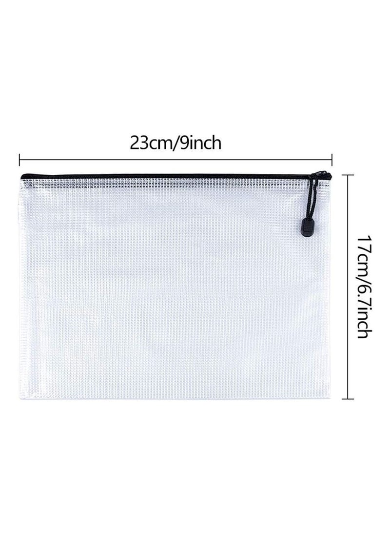SYOSI - 12 Pcs A4 Zipper File Wallets Plastic Folder Bags Small Zip Storage Bag Black Folders Document A5 Pockets - Image 1