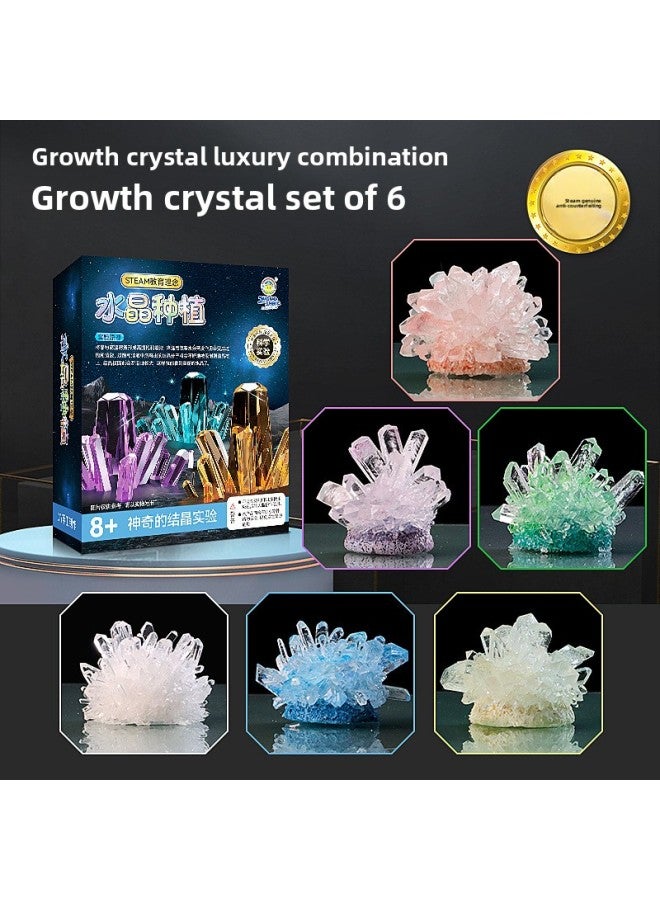 Children's Chemistry Experiment Crystal Flower Planting DIY Experiment Suit Parent-child Science Experiment Magic Crystal Tree-Specifications:510 Ordinary Grain Growth Crystal Planting 6 Pieces (6 Colors Each 1)  - Image 1