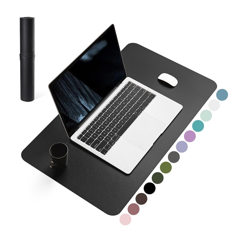 YSAGi Non-Slip Leather Desk Pad, Waterproof Laptop Computer Desk Keyboard Mat, Table Protector Blotter Mat, Large Mouse Pad for Office/Work/Home/Decor(Black, 23.6" x 13.7") - Image 1
