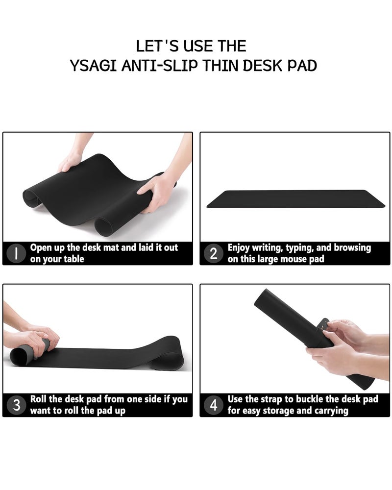 YSAGi Non-Slip Leather Desk Pad, Waterproof Laptop Computer Desk Keyboard Mat, Table Protector Blotter Mat, Large Mouse Pad for Office/Work/Home/Decor(Black, 23.6" x 13.7") - Image 5