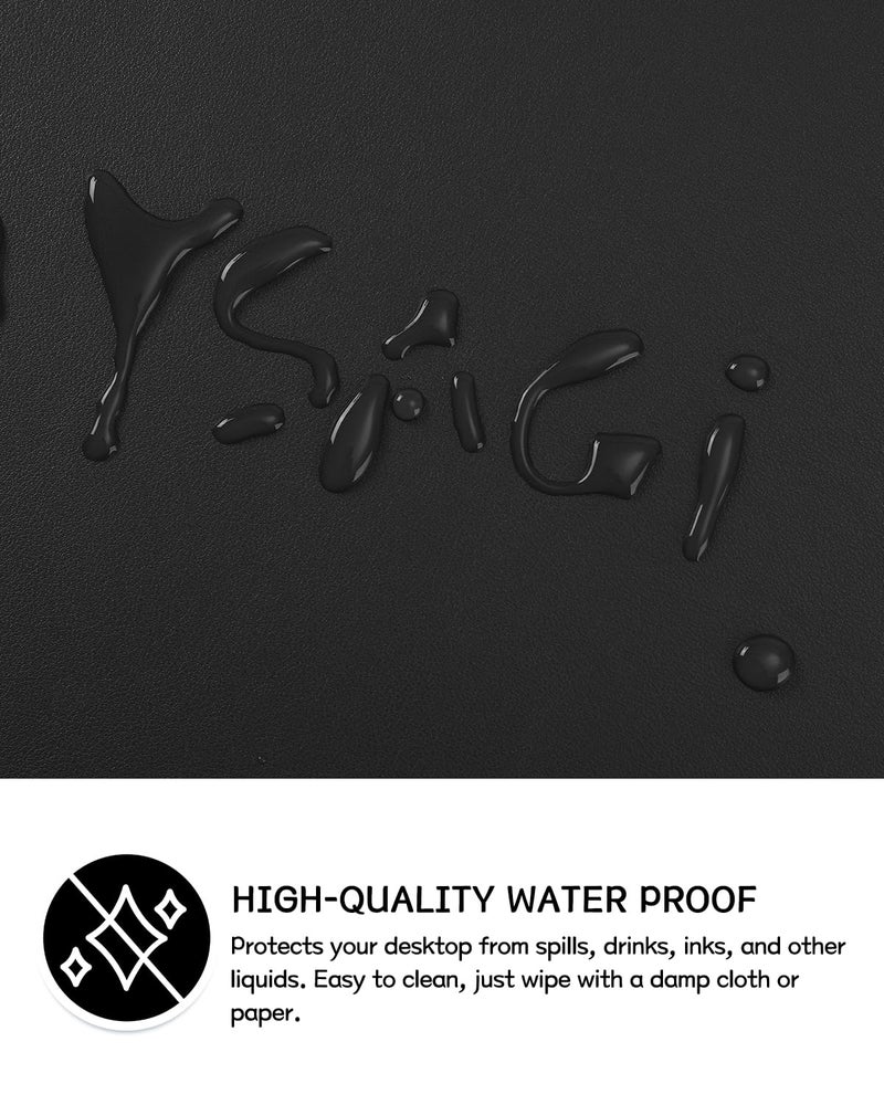 YSAGi Non-Slip Leather Desk Pad, Waterproof Laptop Computer Desk Keyboard Mat, Table Protector Blotter Mat, Large Mouse Pad for Office/Work/Home/Decor(Black, 23.6" x 13.7") - Image 3
