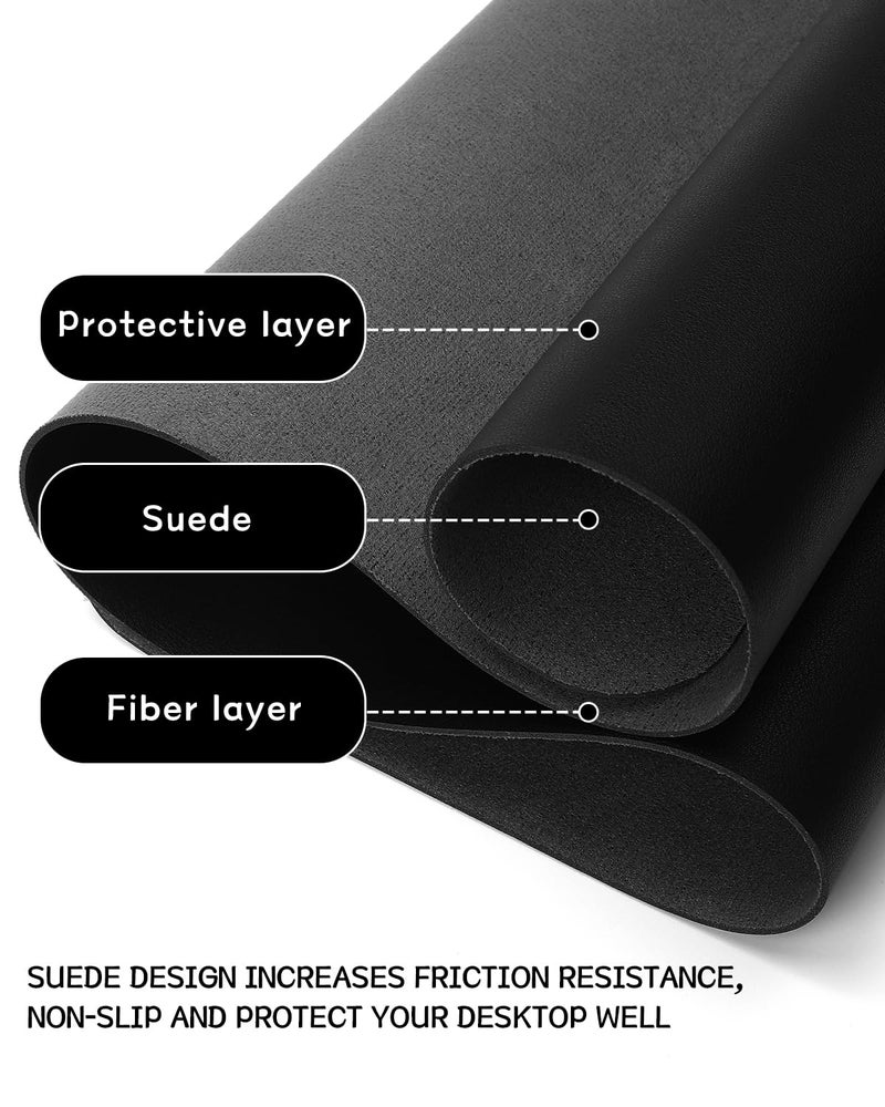 YSAGi Non-Slip Leather Desk Pad, Waterproof Laptop Computer Desk Keyboard Mat, Table Protector Blotter Mat, Large Mouse Pad for Office/Work/Home/Decor(Black, 23.6" x 13.7") - Image 2
