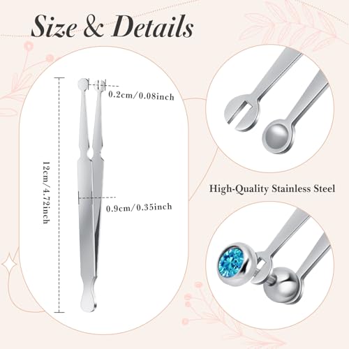 Mysora 9pcs Kit Stainless Steel Piercing Ball Grabber Tools/ 3mm Piercing Ball Screw Removal Tool/Reusable Bead Clamping Assistant Tool for Changing Jewelry/ 16g 18g Straight & Curved Piercings Taper - Image 4