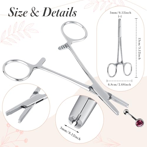 Mysora 9pcs Kit Stainless Steel Piercing Ball Grabber Tools/ 3mm Piercing Ball Screw Removal Tool/Reusable Bead Clamping Assistant Tool for Changing Jewelry/ 16g 18g Straight & Curved Piercings Taper - Image 3