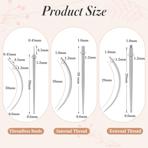 Mysora 9pcs Kit Stainless Steel Piercing Ball Grabber Tools/ 3mm Piercing Ball Screw Removal Tool/Reusable Bead Clamping Assistant Tool for Changing Jewelry/ 16g 18g Straight & Curved Piercings Taper - Image 2