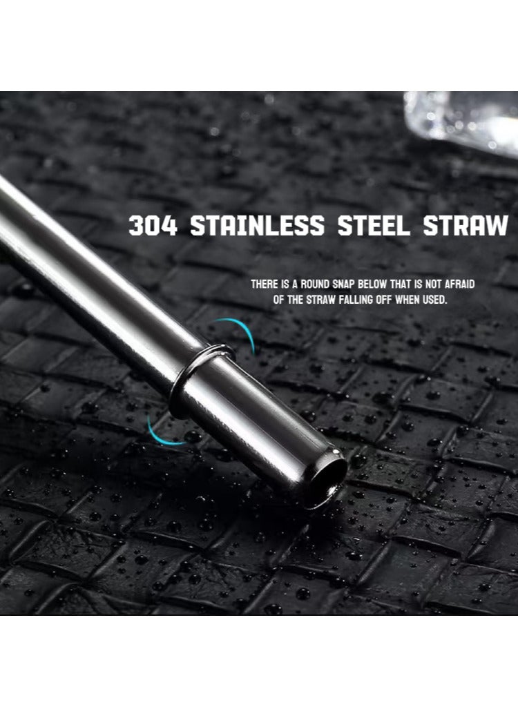 Tesla-Style 500ml Stainless Steel Straw Tumbler with 304 Inner Lining | Car Cup, Outdoor & Business Use | Trendy Straight-Sided Cup | Holiday Gift - Image 3